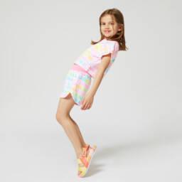 Billieblush-تيشيرت بناتي وردي وأبيض من القماش الفاخر | Childrensalon Outlet