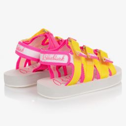 بيلي بلاش-صندل قماش لون زهري وأصفر للبنات | Childrensalon Outlet