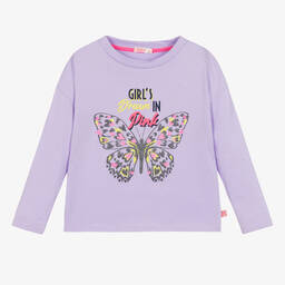 Billieblush-Girls Purple Cotton Butterfly Top | Childrensalon Outlet