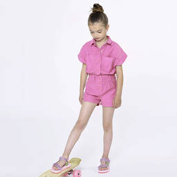 Billieblush-Girls Purple Cotton Twill Playsuit | Childrensalon Outlet