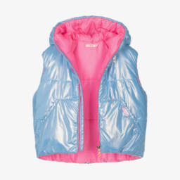 Billieblush-Girls Shimmering Blue Hooded Gilet | Childrensalon Outlet