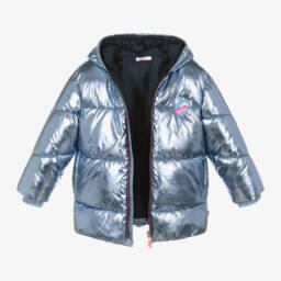 Billieblush-Girls Shimmering Blue Quilted Jacket | Childrensalon Outlet