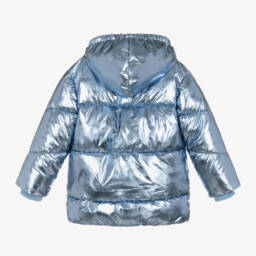 Billieblush-Girls Shimmering Blue Quilted Jacket | Childrensalon Outlet