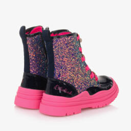 Billieblush-Girls Shimmering Navy Glitter Boots | Childrensalon Outlet