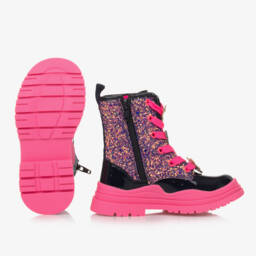 Billieblush-Girls Shimmering Navy Glitter Boots | Childrensalon Outlet
