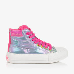 Billieblush-Girls Silver & Pink High-Top Trainers | Childrensalon Outlet