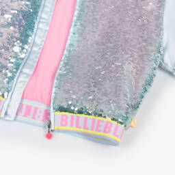 Billieblush-جاكيت ساتان أزرق براق للبنات | Childrensalon Outlet