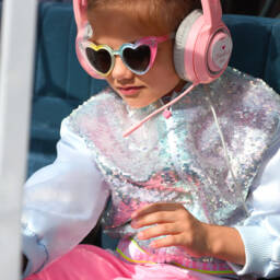 Billieblush-جاكيت ساتان أزرق براق للبنات | Childrensalon Outlet