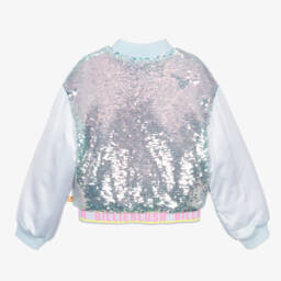 Billieblush-جاكيت ساتان أزرق براق للبنات | Childrensalon Outlet