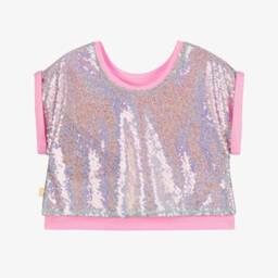 Billieblush-Girls Sparkling Pink & Silver Tee | Childrensalon Outlet