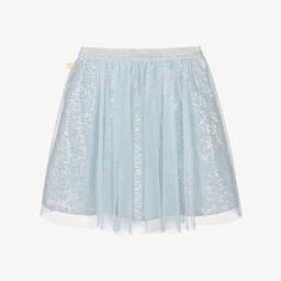 Billieblush-تنورة تول فضية زرقاء براقة للبنات | Childrensalon Outlet