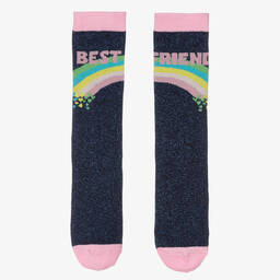 Billieblush-Girls Sparkly Blue Cotton Rainbow Socks | Childrensalon Outlet