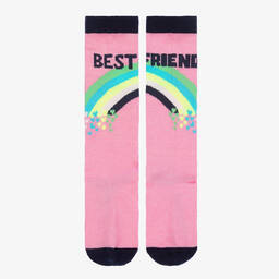 Billieblush-Girls Sparkly Pink Cotton Rainbow Socks | Childrensalon Outlet