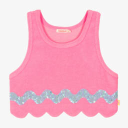 Billieblush-Girls Towelling Sequinned Pink Crop Top | Childrensalon Outlet