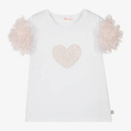 Billieblush-Топ с отделкой из тюля розовый и белый для девочек | Childrensalon Outlet