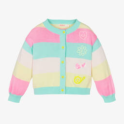 Billieblush-Girls Turquoise Blue Striped Cotton Cardigan | Childrensalon Outlet