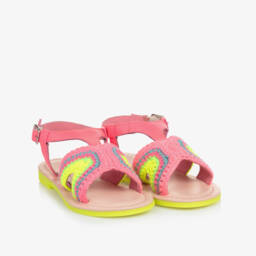Billieblush-Girls Vibrant Pink Crochet Leather Sandals | Childrensalon Outlet