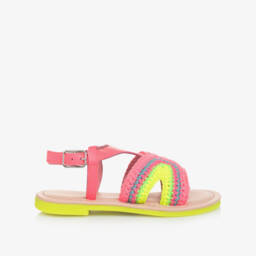 Billieblush-Girls Vibrant Pink Crochet Leather Sandals | Childrensalon Outlet