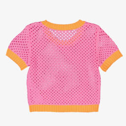 Billieblush-غطاء وردي زاهي محبوك للبنات | Childrensalon Outlet