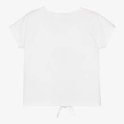 Billieblush-Girls White Cotton Dog Print T-Shirt | Childrensalon Outlet