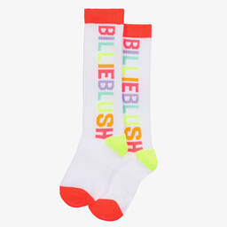 بيلي بلاش-جوارب طويلة مزيج قطن محبوك لون أبيض للبنات | Childrensalon Outlet