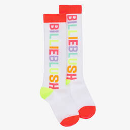 بيلي بلاش-جوارب طويلة مزيج قطن محبوك لون أبيض للبنات | Childrensalon Outlet