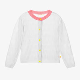 Billieblush-Girls White Cotton Knit Heart Cardigan | Childrensalon Outlet