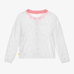 Billieblush-Girls White Cotton Knit Heart Cardigan | Childrensalon Outlet
