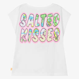 Billieblush-Girls White Cotton Seaside Print T-Shirt | Childrensalon Outlet
