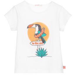 Billieblush-Girls White Cotton T-Shirt | Childrensalon Outlet