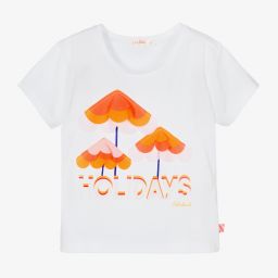 Billieblush-Girls White Cotton T-Shirt | Childrensalon Outlet