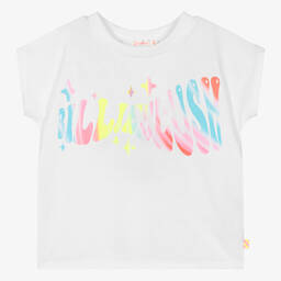 Billieblush-Girls White Cotton T-Shirt | Childrensalon Outlet