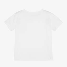 Billieblush-Girls White Crochet Heart Jersey T-Shirt | Childrensalon Outlet