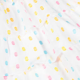 Billieblush-Girls White Dress with Colorful Plumeti Accents | Childrensalon Outlet