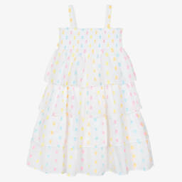 Billieblush-Girls White Dress with Colorful Plumeti Accents | Childrensalon Outlet
