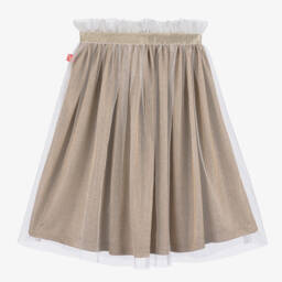 Billieblush-Girls White & Gold Sparkle Mesh Skirt | Childrensalon Outlet