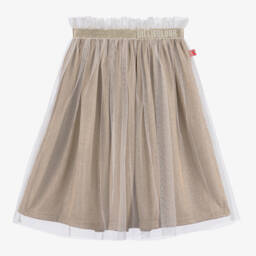 Billieblush-Girls White & Gold Sparkle Mesh Skirt | Childrensalon Outlet