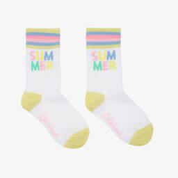 Billieblush-Girls White & Gold Trim Summer Socks | Childrensalon Outlet