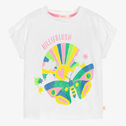 Billieblush-Girls White Organic Cotton T-Shirt | Childrensalon Outlet