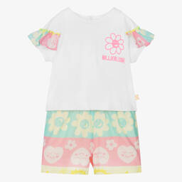 Billieblush-Girls White & Pink Cotton Shorts Set | Childrensalon Outlet