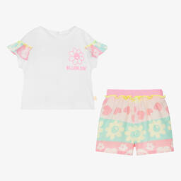 Billieblush-Girls White & Pink Cotton Shorts Set | Childrensalon Outlet