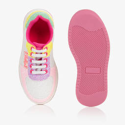 Billieblush-Girls White & Pink Glitter Trainers | Childrensalon Outlet