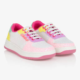 Billieblush-Girls White & Pink Glitter Trainers | Childrensalon Outlet