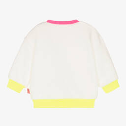 Billieblush-سويتشيرت مزيج قطن قطيفة لون أبيض وزهري | Childrensalon Outlet