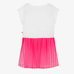 Billieblush-Girls White & Pink Pleated Jersey Dress  | Childrensalon Outlet