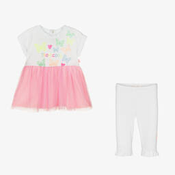 Billieblush-Бело-розовое платье из тюля и легинсы | Childrensalon Outlet