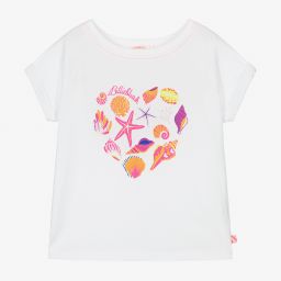 Billieblush-Girls White Seashells T-Shirt | Childrensalon Outlet