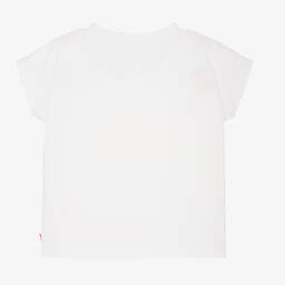 Billieblush-Girls White Sequin Boxy Cotton T-Shirt | Childrensalon Outlet