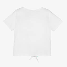Billieblush-Girls White Tie Knot Cotton T-Shirt | Childrensalon Outlet