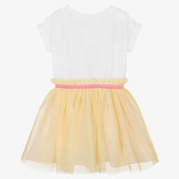 Billieblush-Бело-желтое платье из тюля с пальмами | Childrensalon Outlet